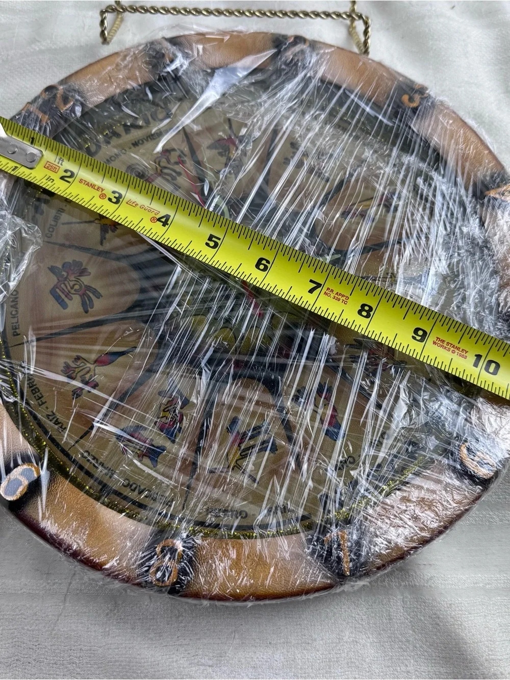 VTG Peruvian Nazca Lines Geoglyphs Leather Nazca Motif Clock